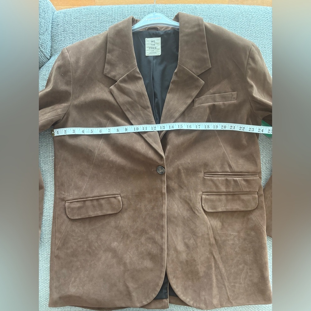 Free People we the free Papercut Faux Suede Blazer Brown Size Large - Picture 12 of 14